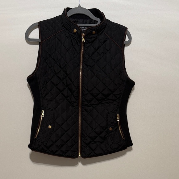 Love Tree Jackets & Blazers - Love Tree Black Quilted Zip-Front Vest with Gold Hardware